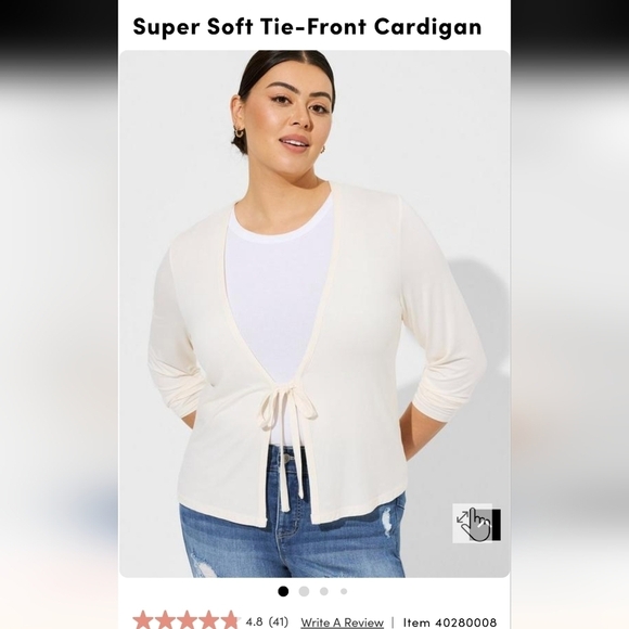 Torrid NWT Super Soft Tie-Front Cardigan cream color, plus Size 5x - Picture 3 of 13